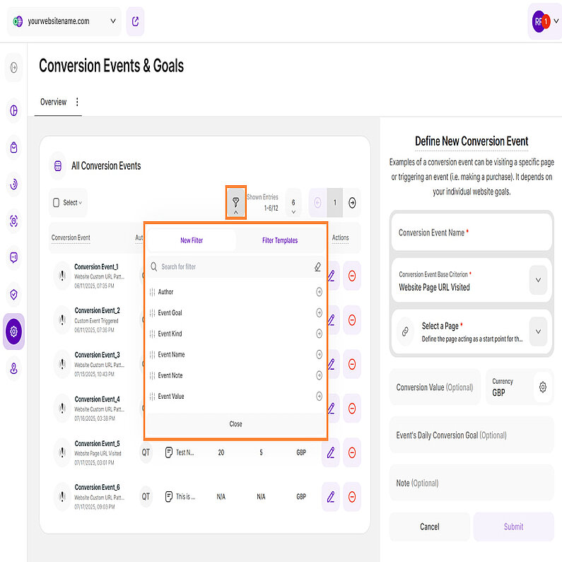 Aplicarea filtrării la toate evenimentele de conversie Aplicarea filtrării la toate evenimentele de conversie