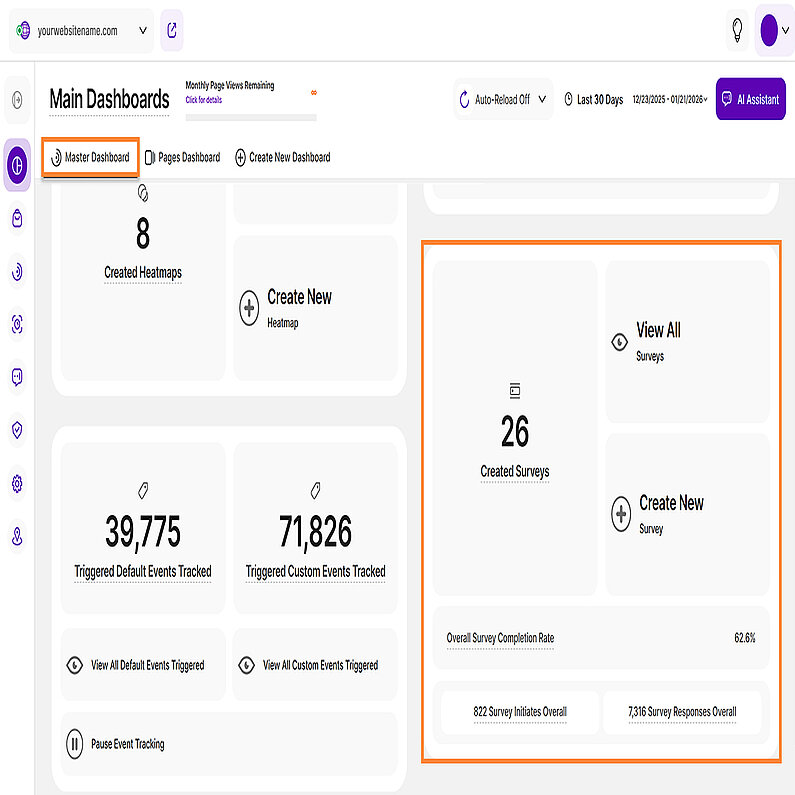 Overview of Surveys in the Master Dashboard Overview of Surveys in the Master Dashboard