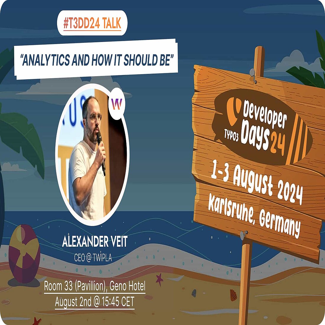 TWIPLA CEO analytics talk August 2024 TYPO3 Development Days 2024 event poster