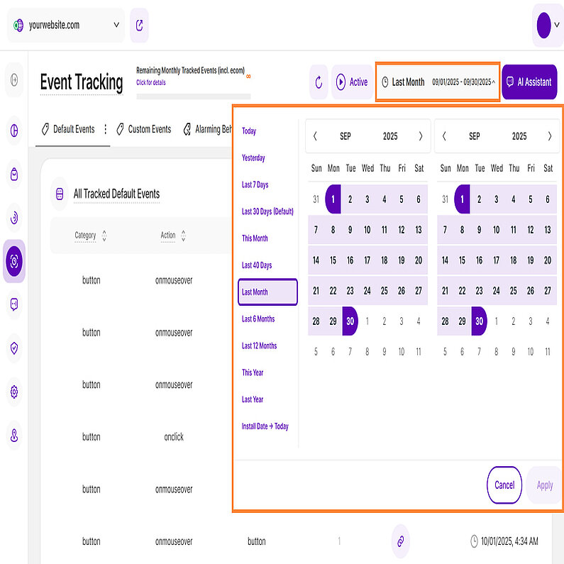 Auswahl des Zeitraums
