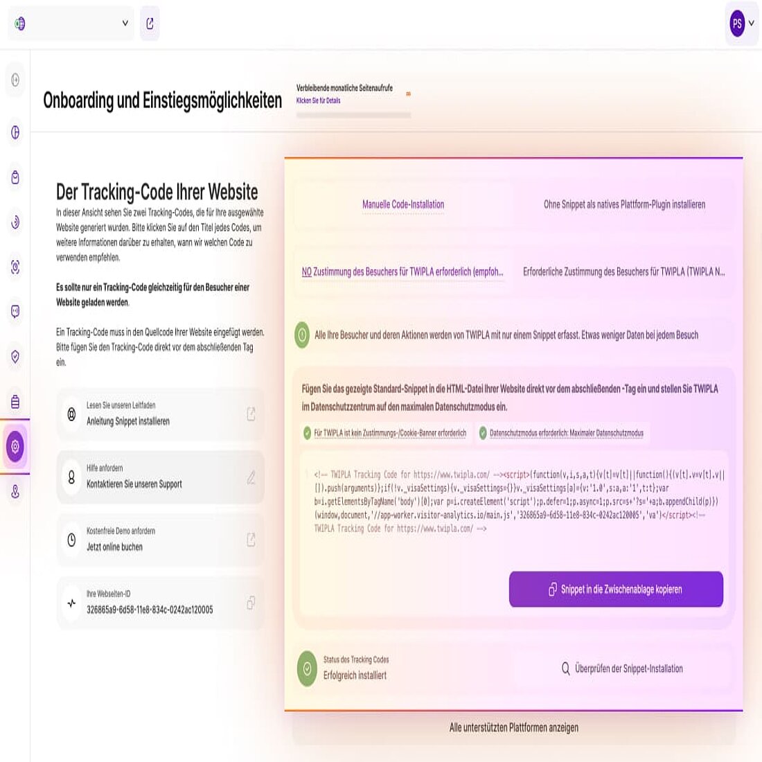 Tracking-Codes zur Erfassung von Daten über jeden Besucher der Website