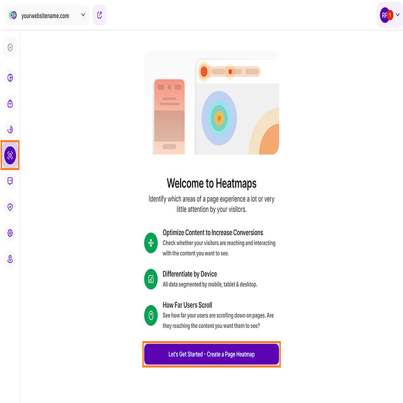 Activați funcția Page Heatmaps