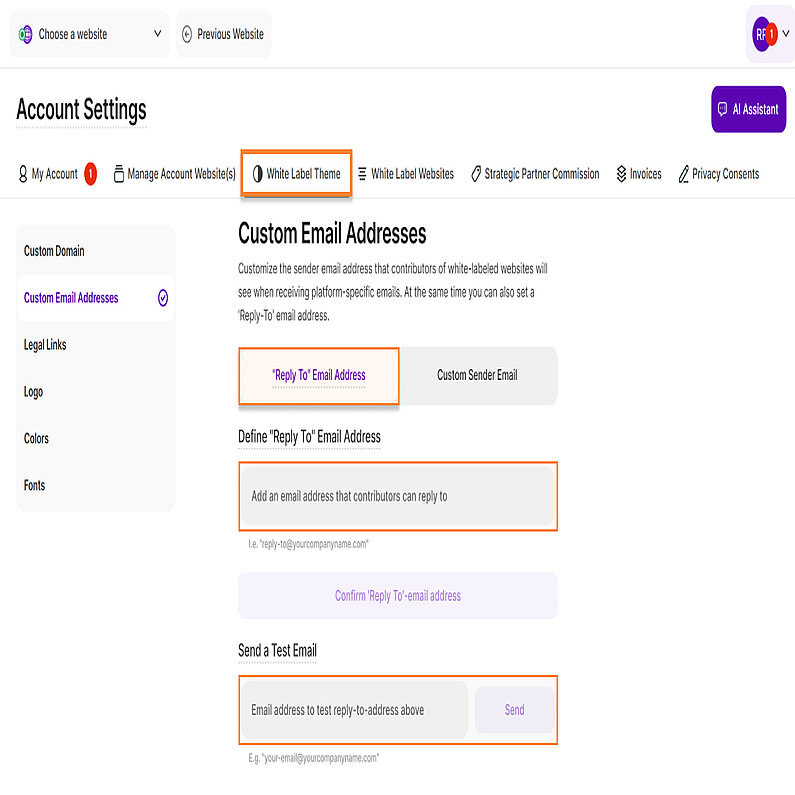 Definieren Sie Ihre "Antwort an"-E-Mail-Adresse