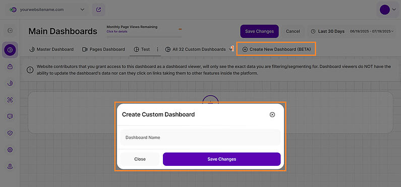 Crearea unui nou tablou de bord personalizat
