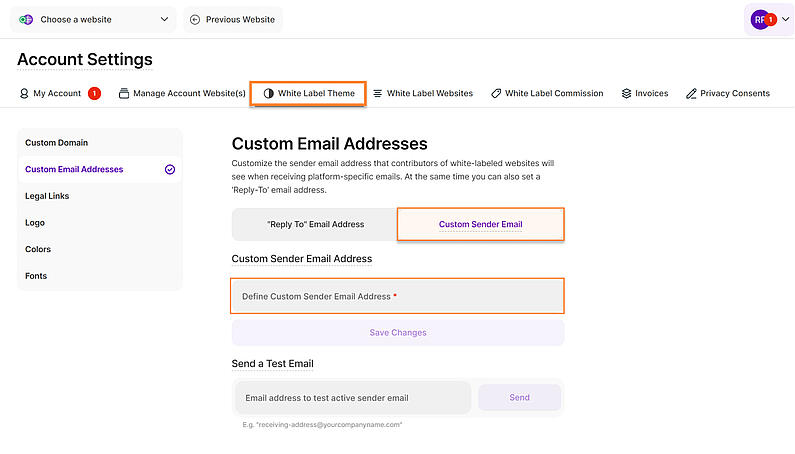 Setup Custom Sender Email Address