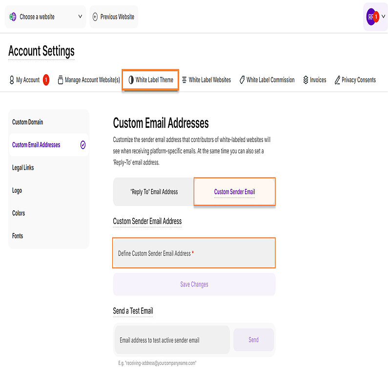 Configurarea adresei de e-mail personalizată a expeditorului Configurarea adresei de e-mail personalizată a expeditorului