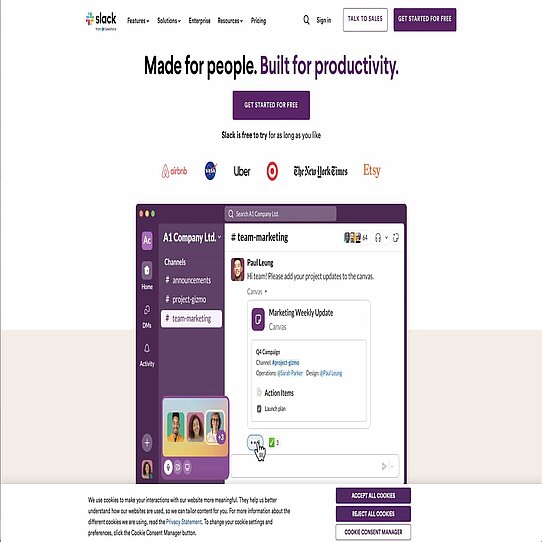 Cookie Banner Example Slack