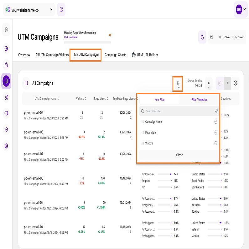 Filter für meine UTM-Kampagnen Filter für meine UTM-Kampagnen