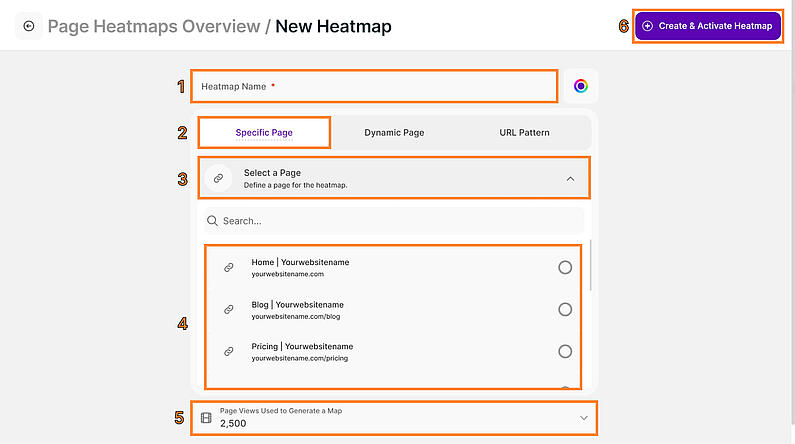 Heatmaps für bestimmte Seiten erstellen