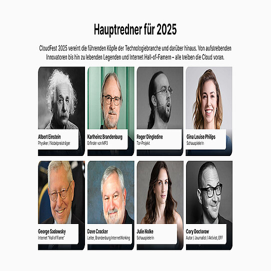 Das CloudFest 2025 bot ein vielseitiges Programm an Rednern, von Tech-Pionieren und Internet-Legenden bis hin zu Innovatoren und Entertainern - alle vereint, um die Cloud voranzutreiben. Die Hauptredner des CloudFest 2025