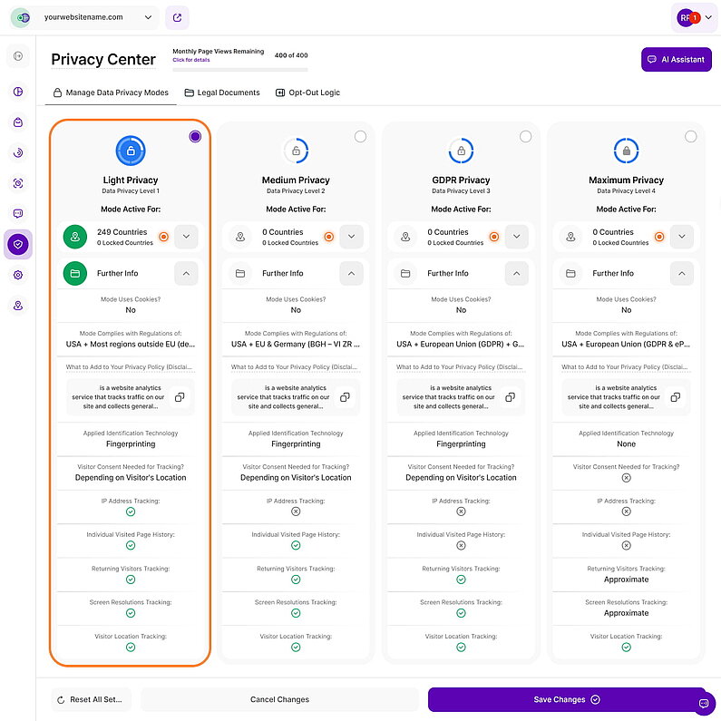 Light Privacy Mode Light Privacy Mode