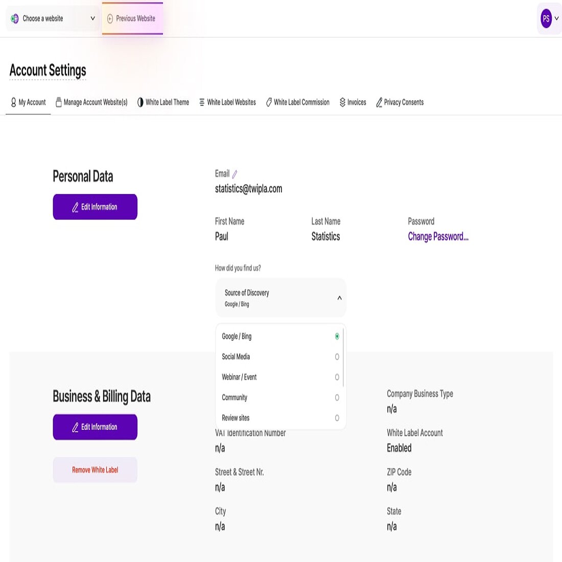 Use this button to make cross-website navigation even easier TWIPLA linked website navigation