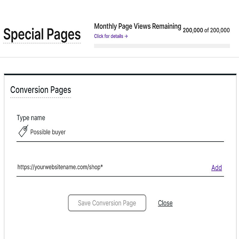 Add a New Conversion Page Add a New Conversion Page
