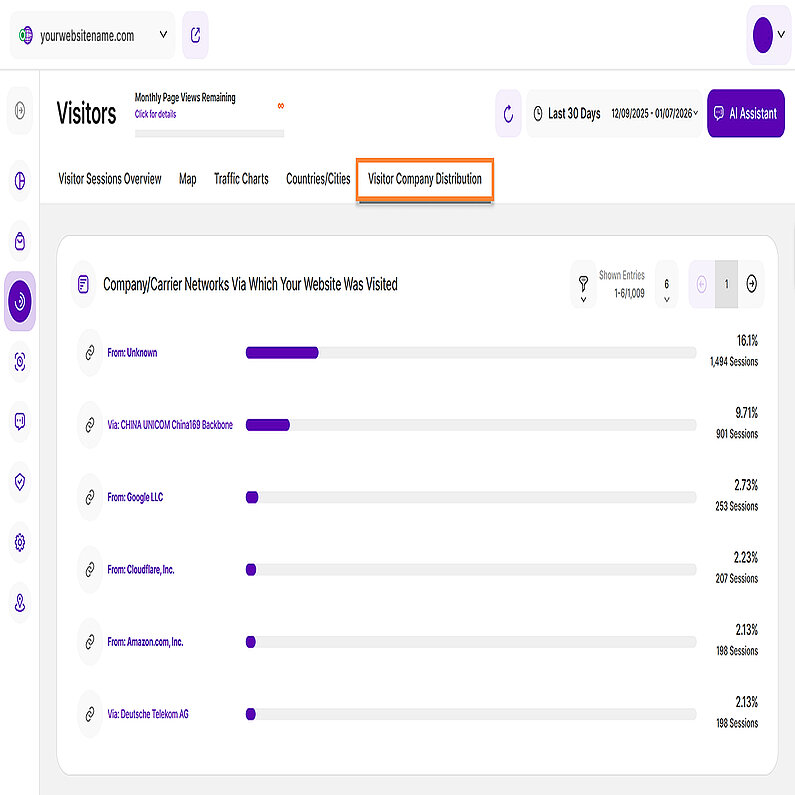 Visitor Company Distribution Information