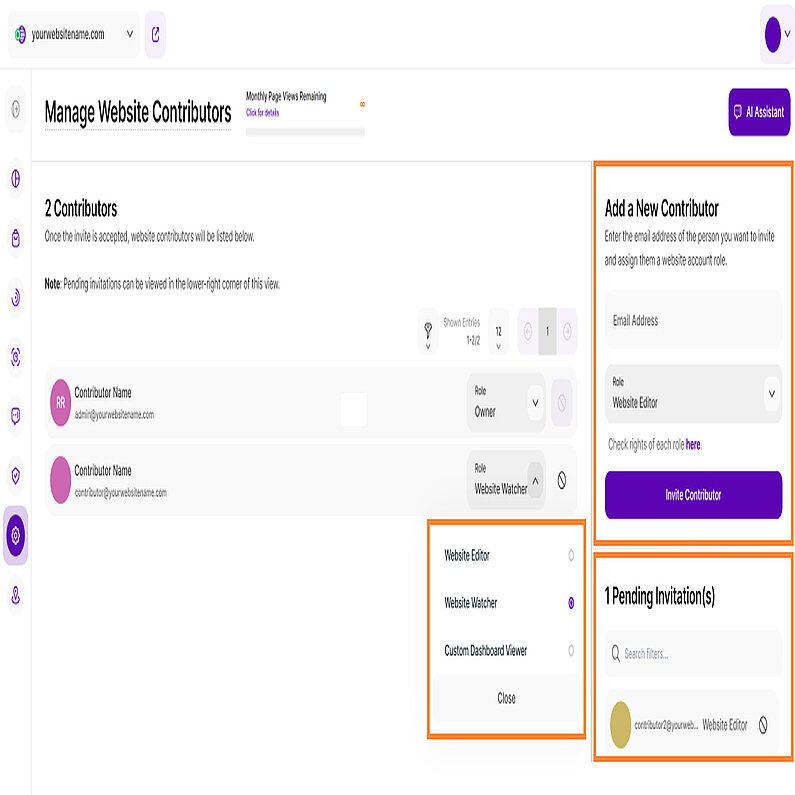 Mitwirkende(r) auf Ihrer Webseite verwalten