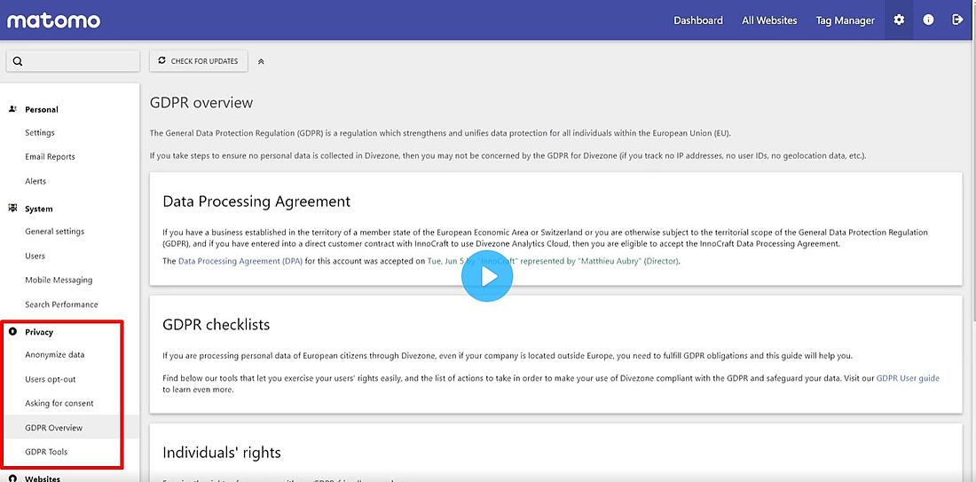 Matomo GDPR Overview