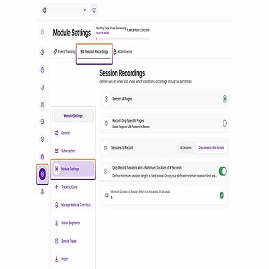 TWIPLA settings for session replays TWIPLA session recordings settings