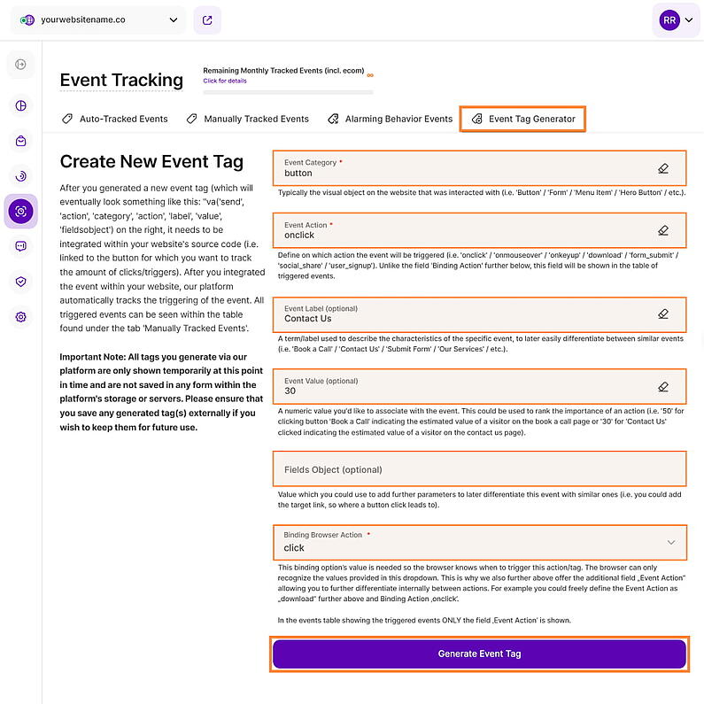 Understanding How to Create a New Event Tag