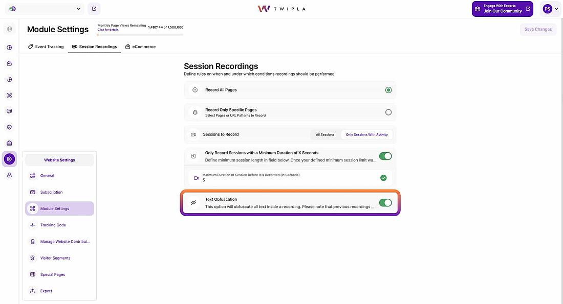 Watch session replays that don't record text