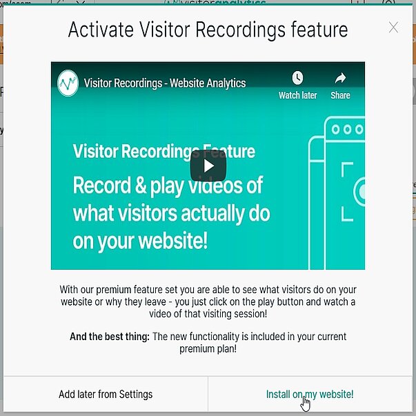 Install Visitor Recordings and Heatmaps