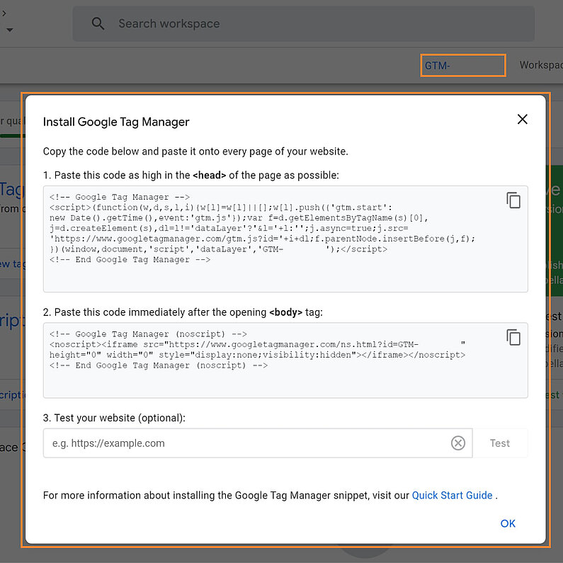 Codes zur Website hinzufügen