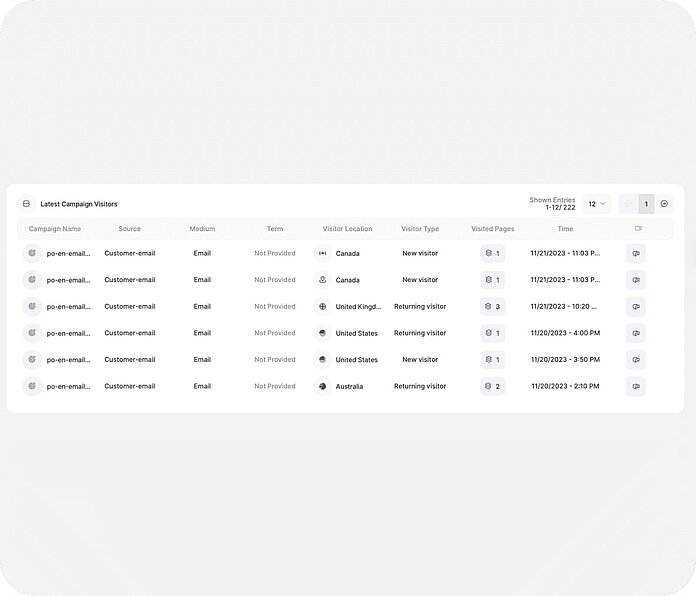 UTM campaigns - analyze campaign visitors - TWIPLA Website Intelligence