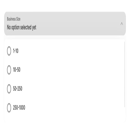 Choose from five company size options TWIPLA"s new company size input
