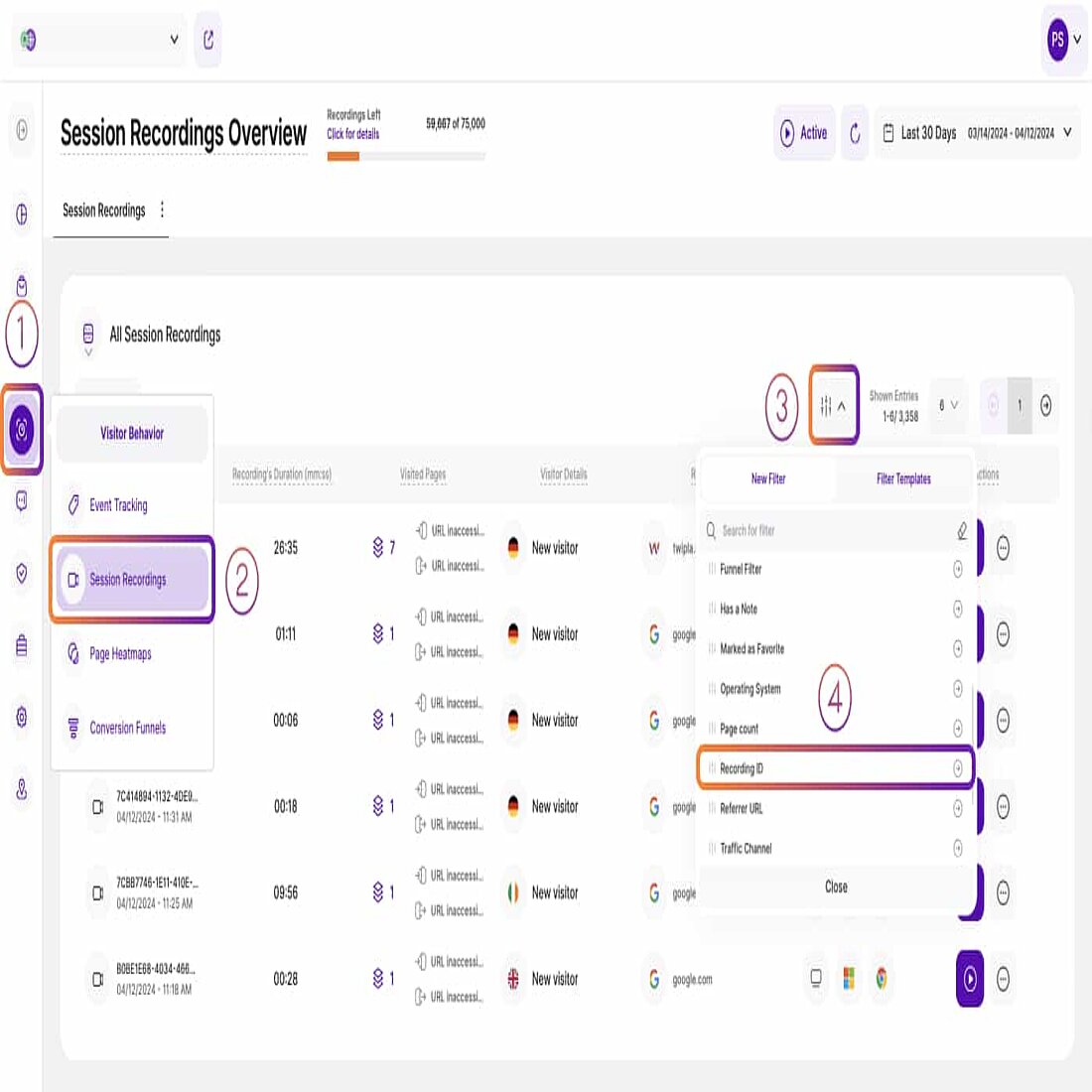 Website intelligence news: search session recordings by ID