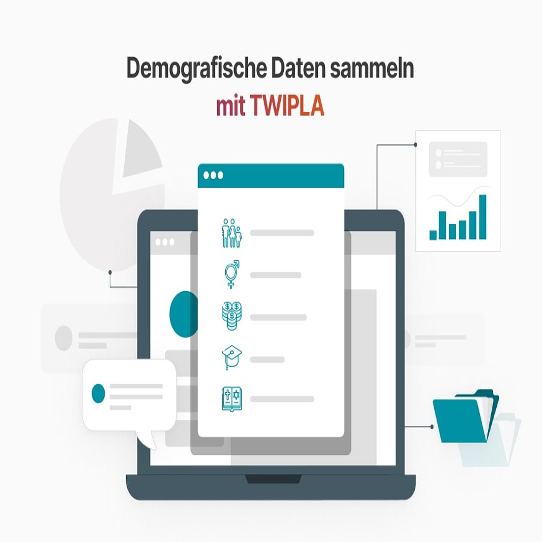 Nutzung der TWIPLA-Umfragen und -Umfragen zur Erfassung demografischer Segmentierungsdaten Grafik der Besucherkommunikationsfunktion von TWIPLA