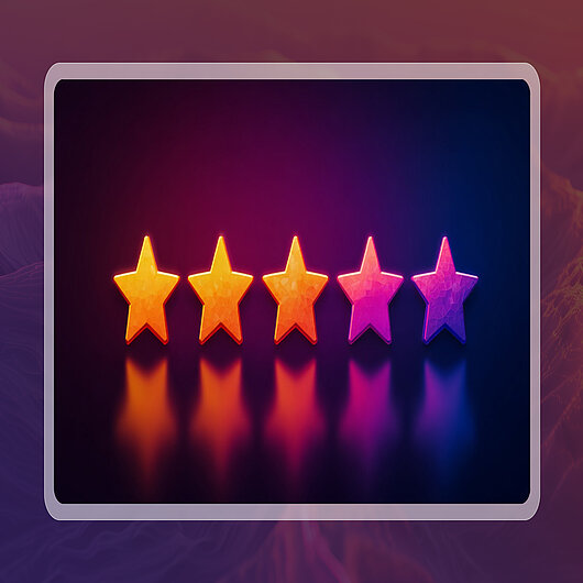 Platform Satisfaction Survey | TWIPLA Five-star rating illustration with glowing stars representing platform satisfaction and user feedback