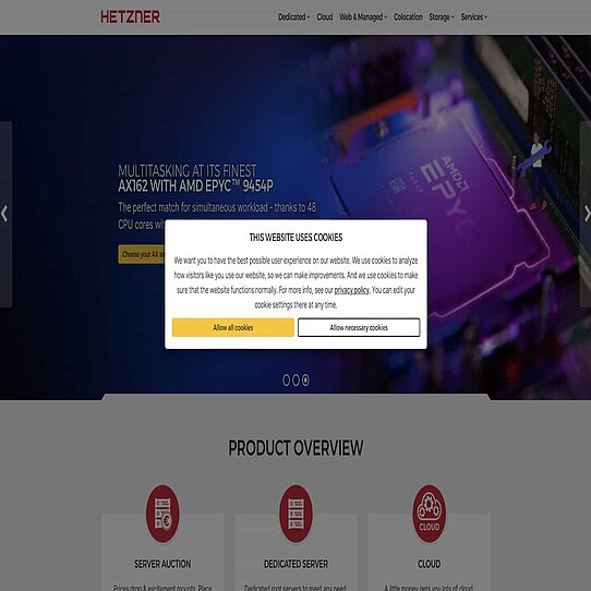 Hetzner's website cookie banner