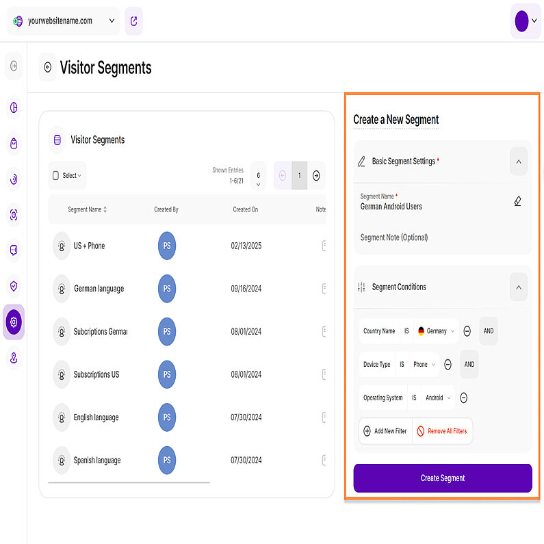 Crearea unui nou segment de vizitatori Crearea unui nou segment de vizitatori