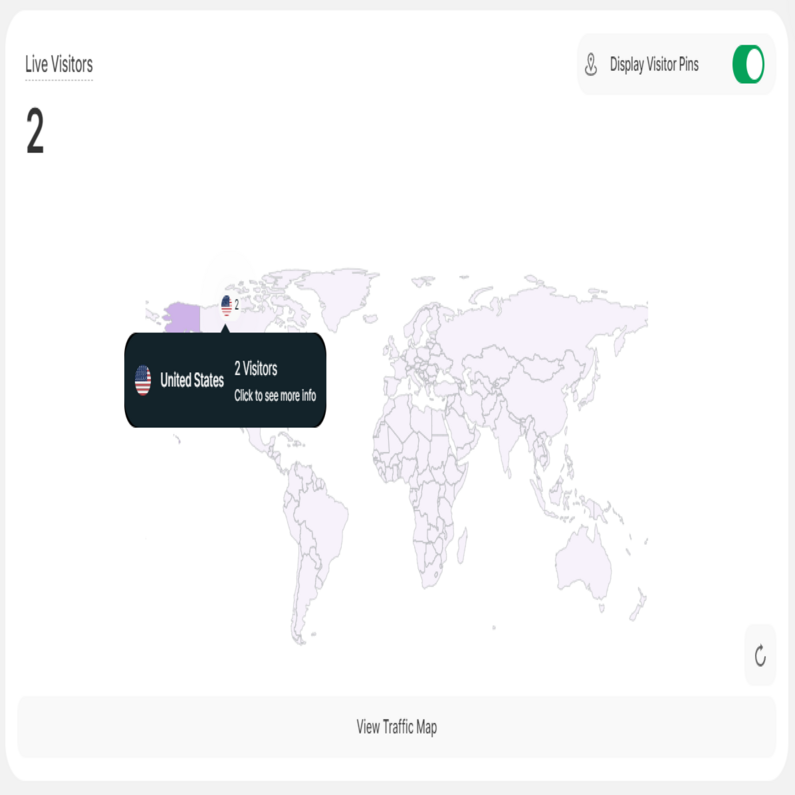 Live Visitors Map in the Main Dashboards