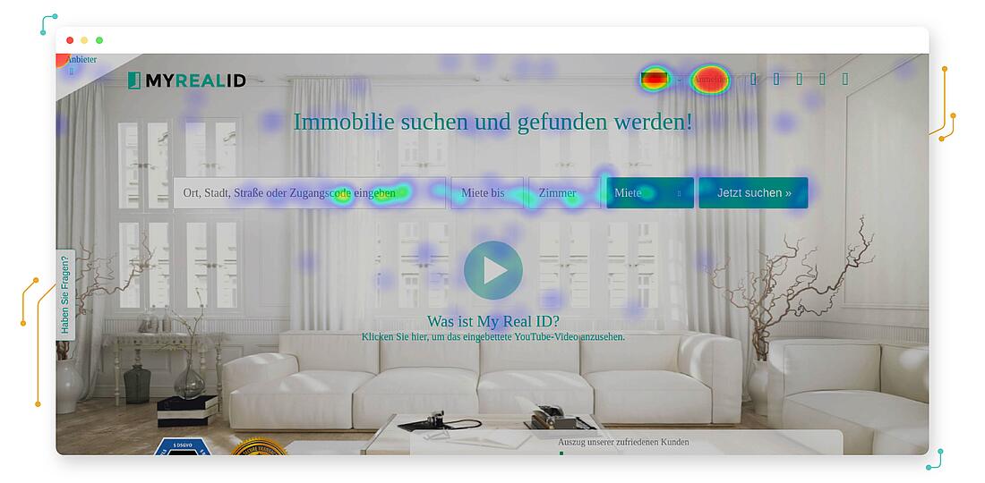 Heatmapping Visitor Analytics' homepage