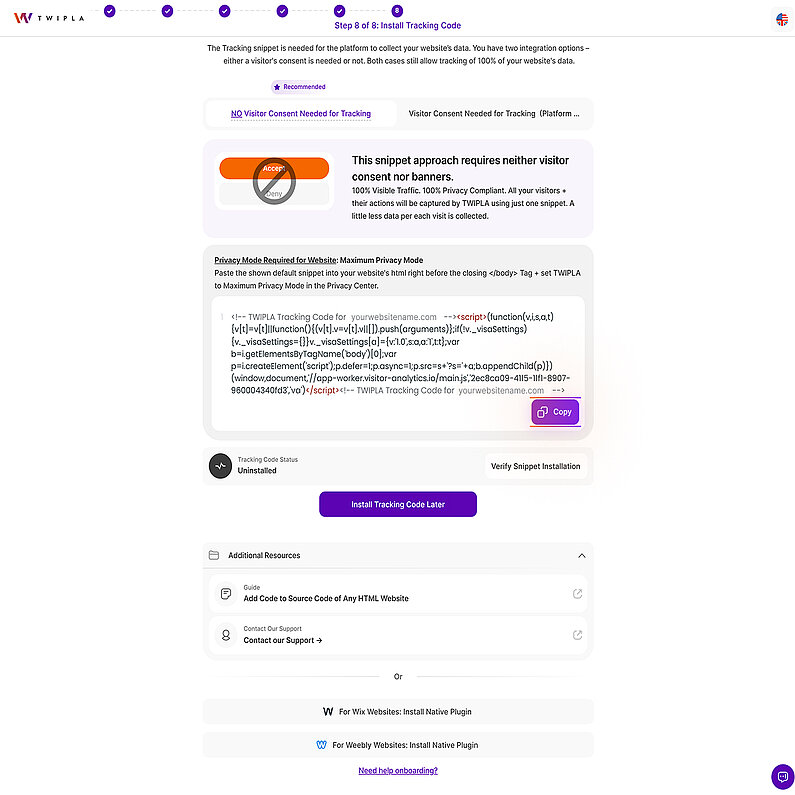 Install the tracking code