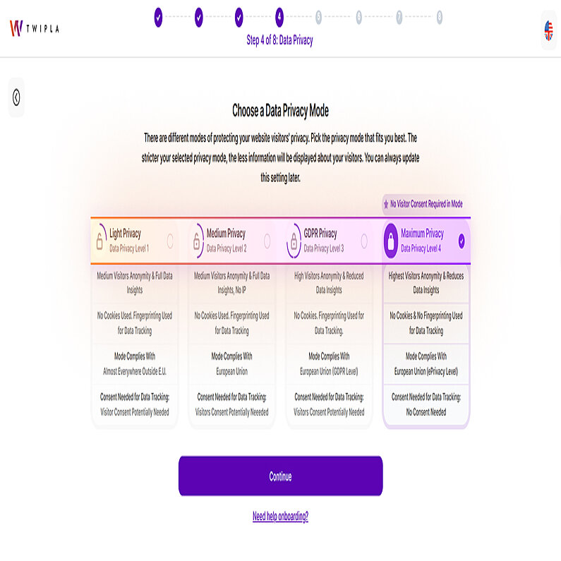 Choose a data privacy mode