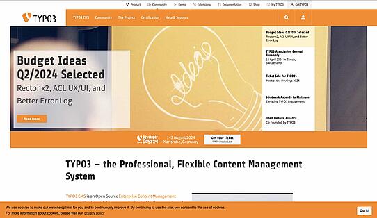 TYPO3's cookie consent banner