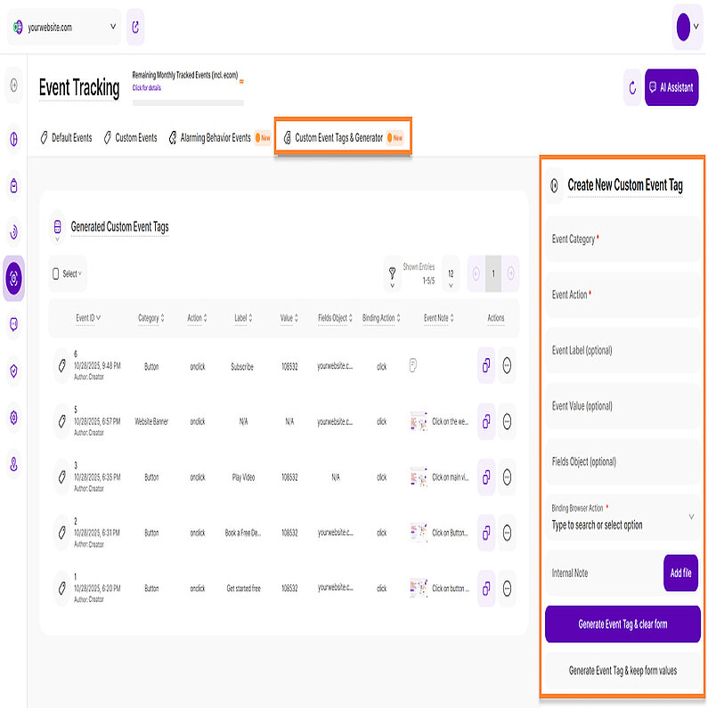 Verstehen, wie man ein neues Ereignis-Tag erstellt