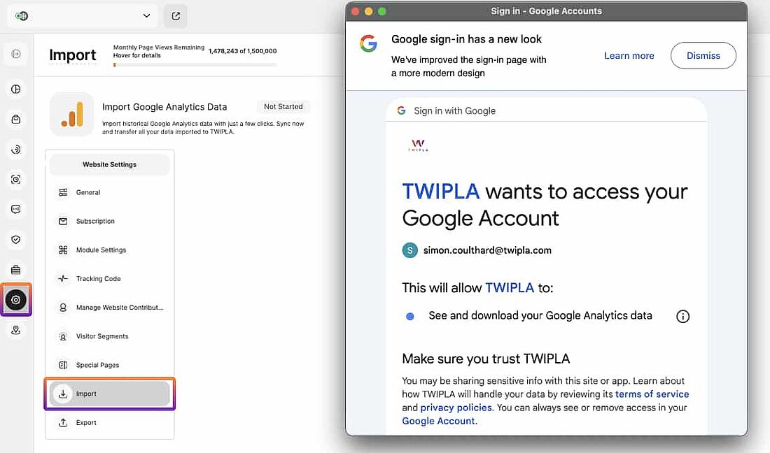 TWIPLA launch Google Importer