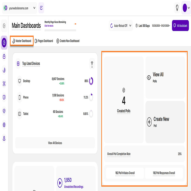 Overview of Polls in the Master Dashboard Overview of Polls in the Master Dashboard