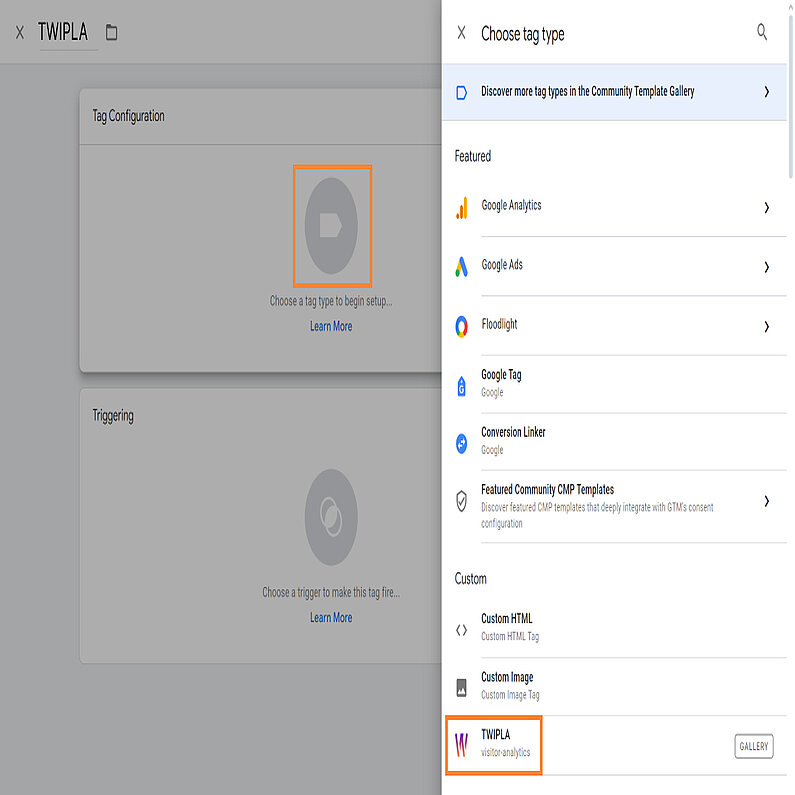 Wählen Sie den TWIPLA-Tag