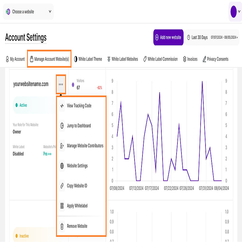 Gestionarea site-ului web al contului Gestionarea site-ului web al contului