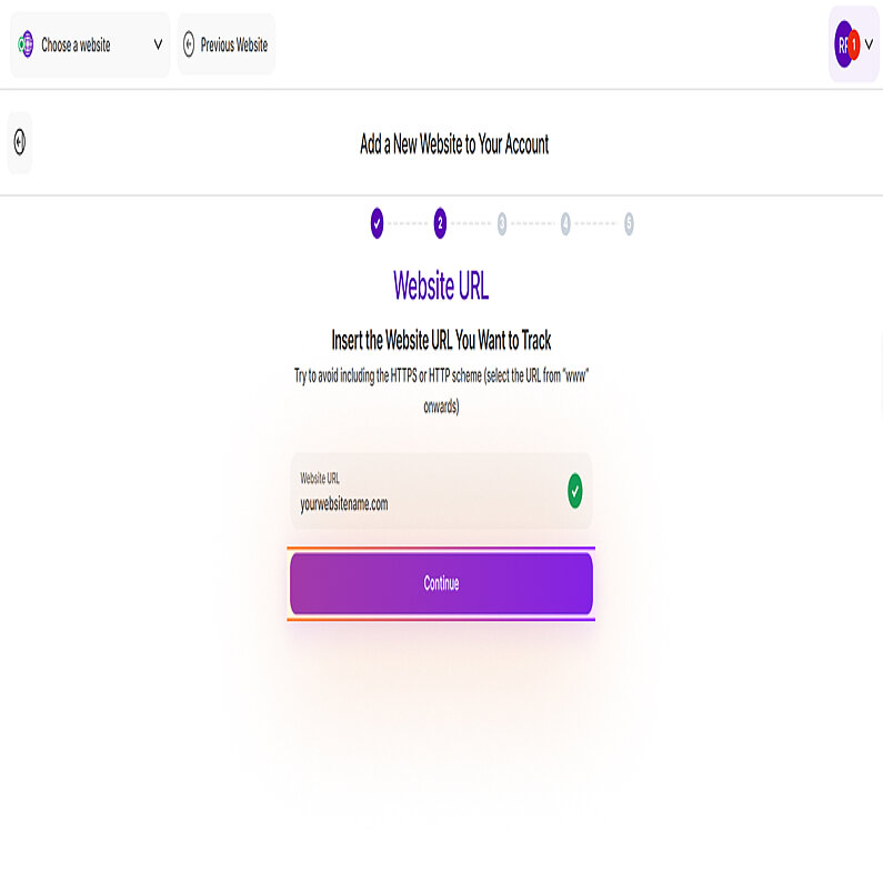 Insert your new website url to track