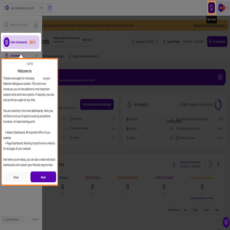 Lernen Sie unsere leistungsstarke Dashboard-Funktionstour kennen