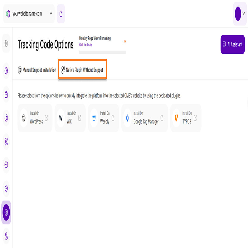 Instalare prin plugin nativ fără snippet Instalare prin plugin nativ fără snippet