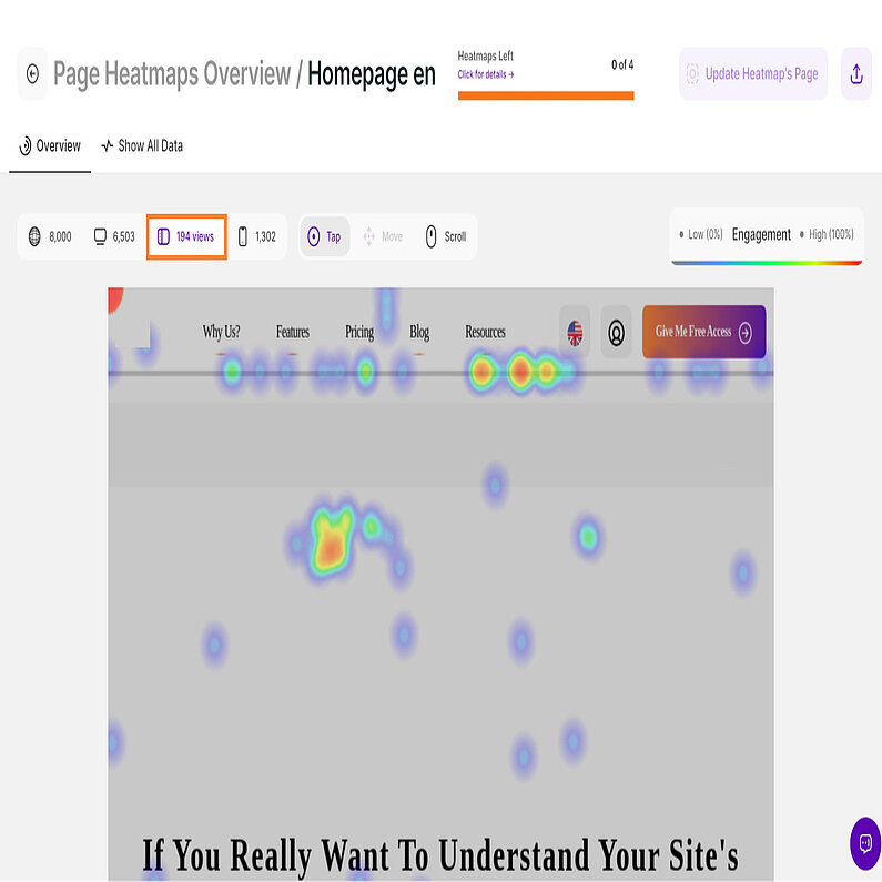 Tap Heatmap on Tablet