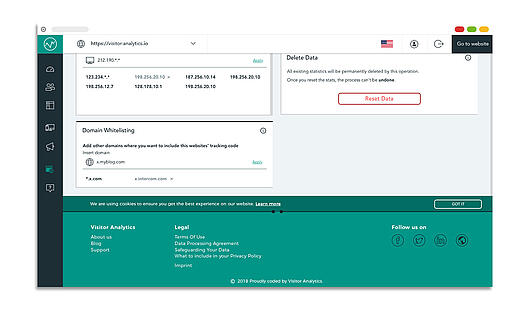 Visitor Analytics website settings