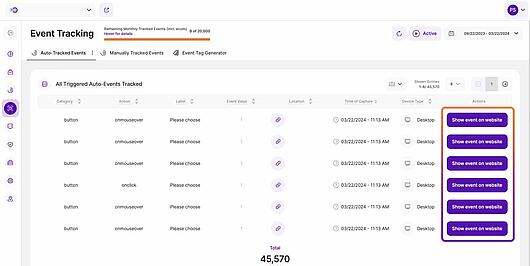 Auto event tracking website preview mode