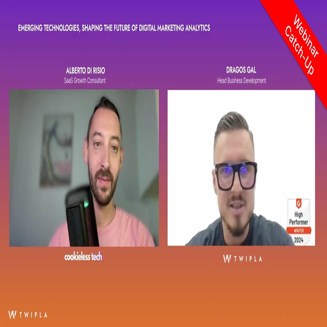 Dragos and Alberto discussing emerging marketing technologies Dragos and Alberto during the webinar