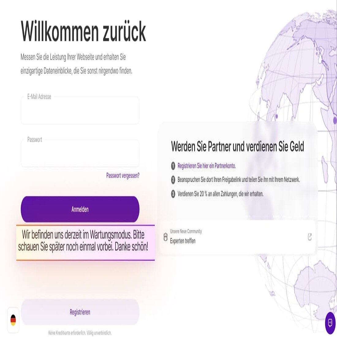 Erfahren Sie, wann TWIPLA eine wichtige Systemaktualisierung erfährt TWIPLA-Wartungswarnung bei der Anmeldung